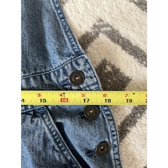 CHRISTOPHER & BANKS Vintage Christmas Appliqué Wide Leg Denim Jean Overalls Sz L - Picture 14 of 16